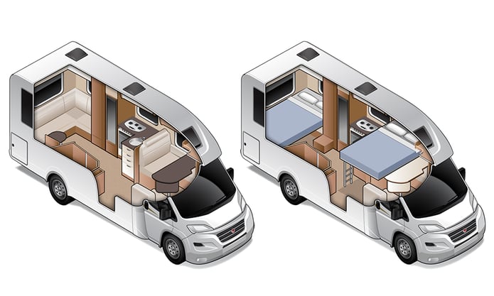 Burstner Lyseo IT744 drop down beds