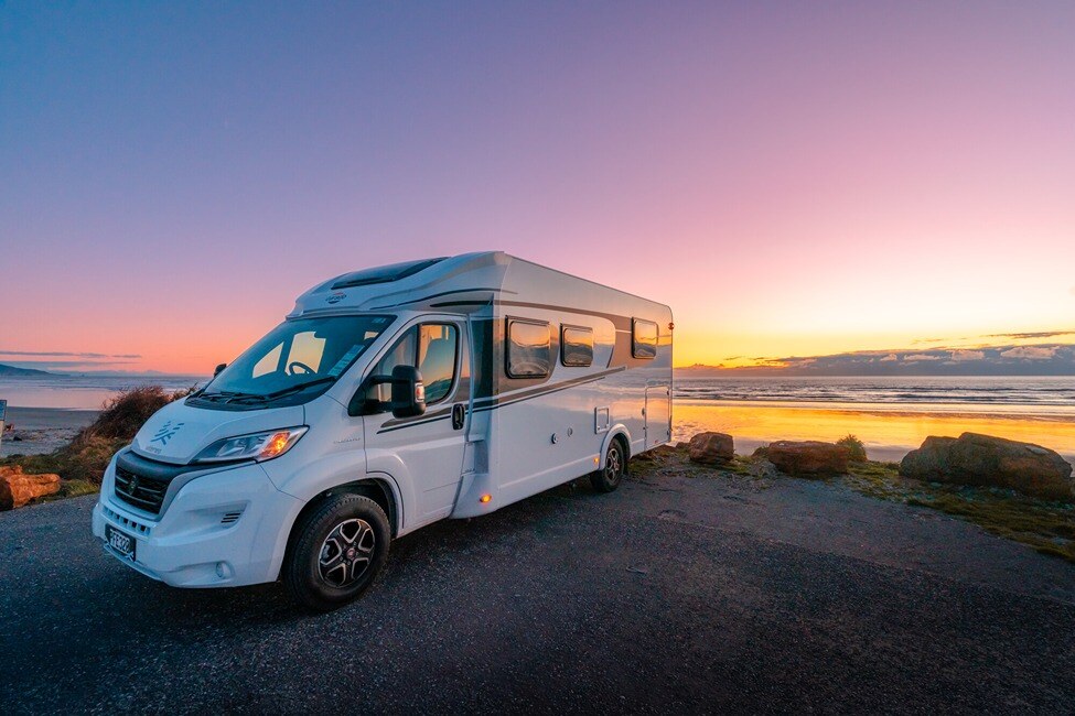 Wilderness Motorhome parked by the beach