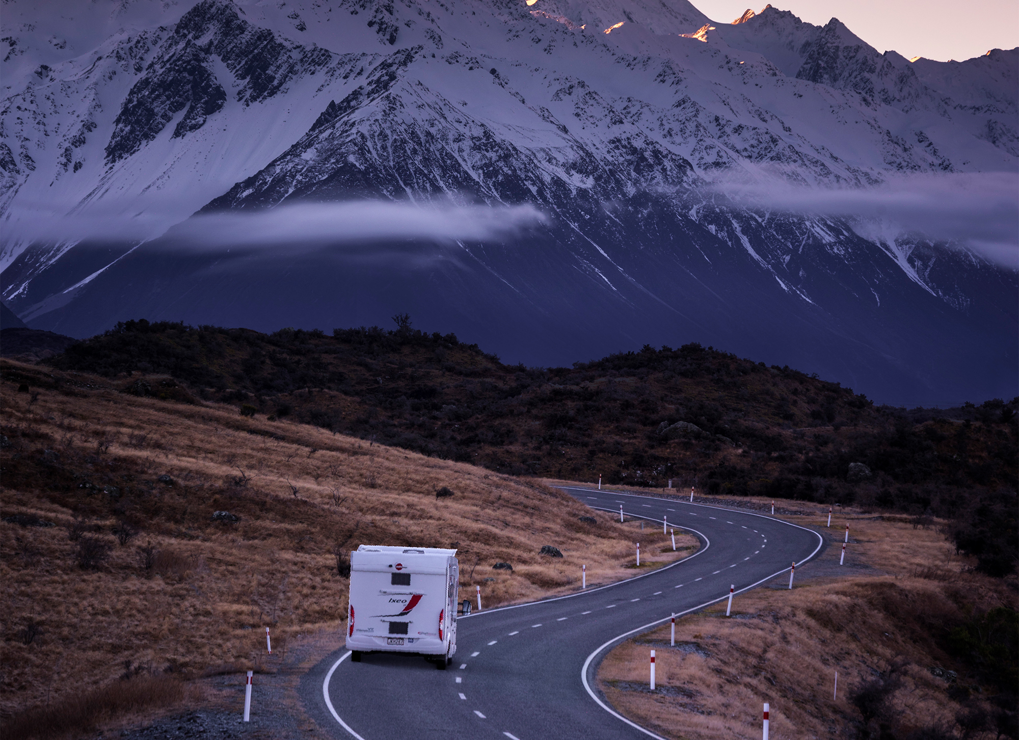 Driving on hilly roads -  Mt Cook National Park