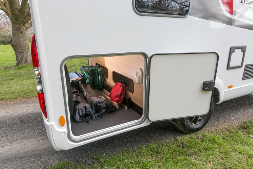 Garage with camping gear