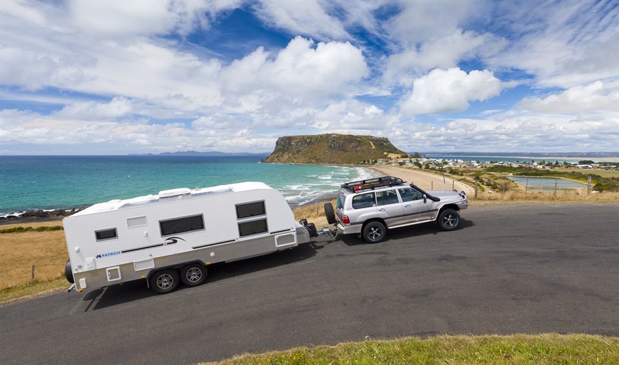 Towing caravan up hill