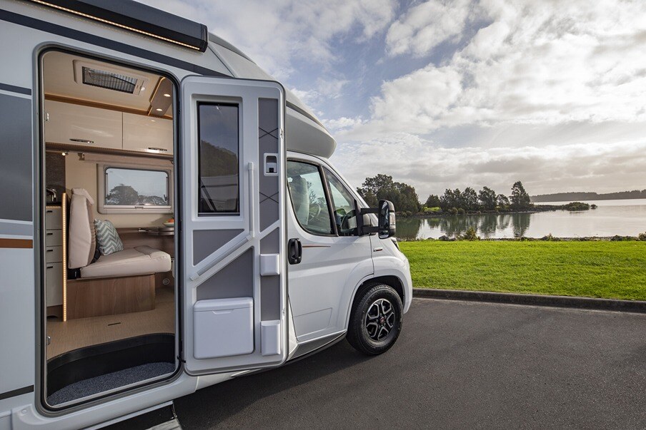Habitation door of a Bürstner motorhome