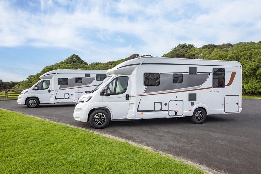 Two Bürstner motorhomes side by side