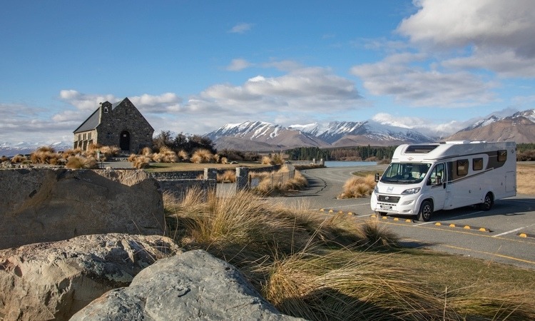 A Carado motorhome in Lake Tekapo New Zealand