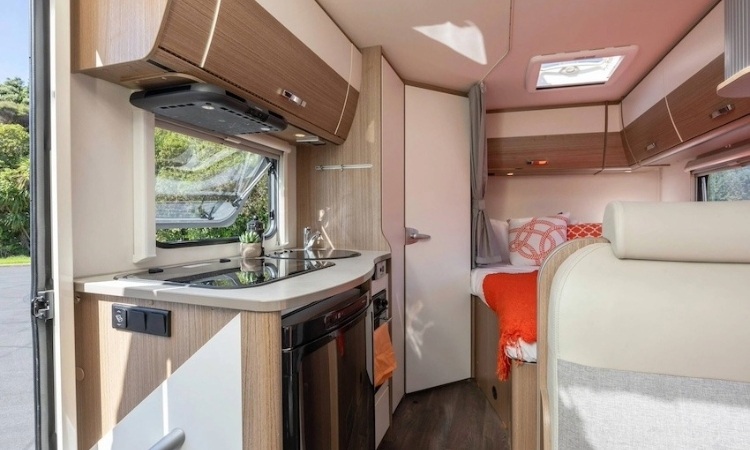 The interior of a Carado T135 motorhome