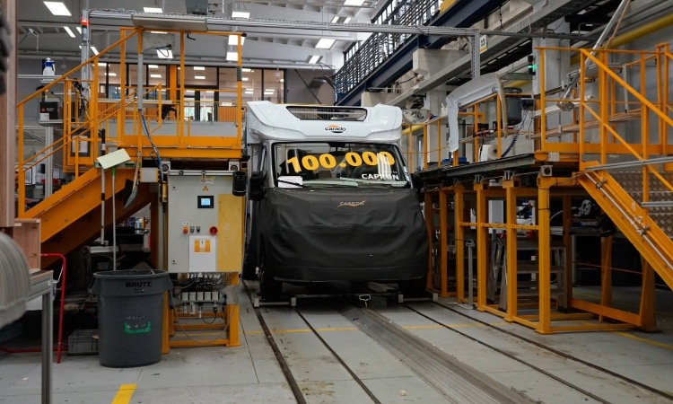 A Carado motorhome being manufactured in a factory