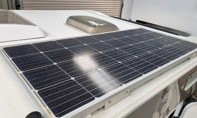 Solar panels on a Carado motorhome roof