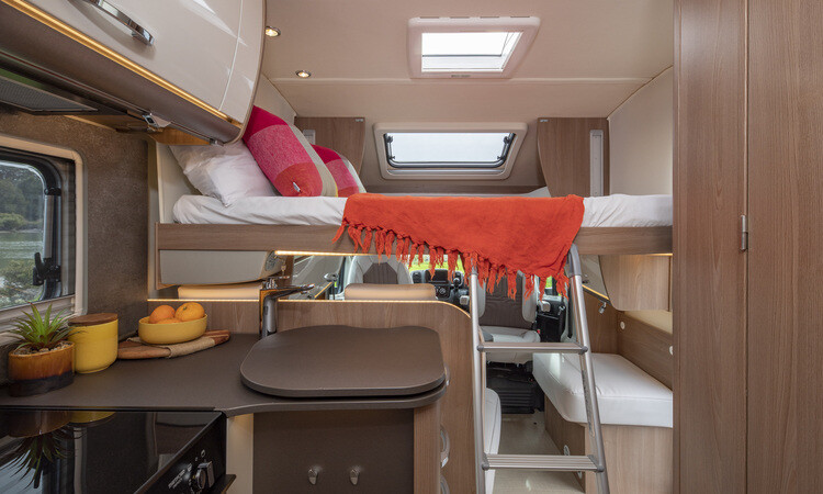 Pioneering drop down bed in a Bürstner motorhome