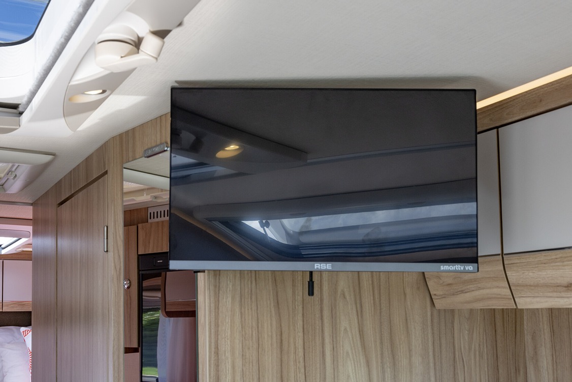 A SmartTV entertainment system in a motorhome
