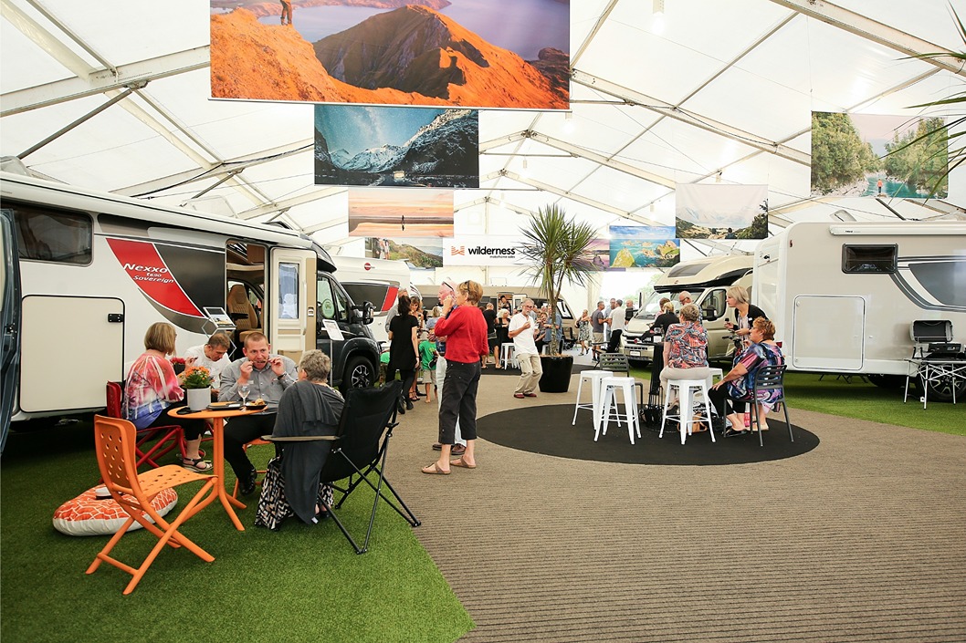 Morhome buyers at a motorhome show