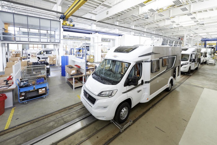 Motorhome in a production line