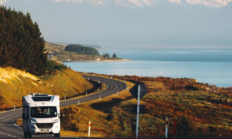 Lake Pukaki driving motorhome