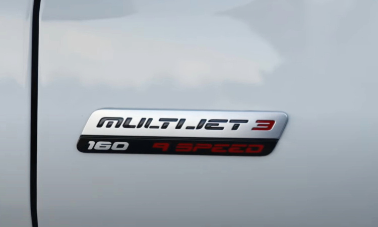 A horsepower label on a motorhome panel