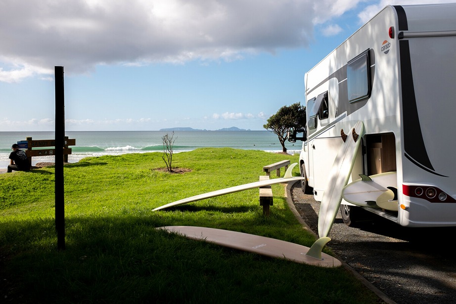 Storing surfboards in a motorhome