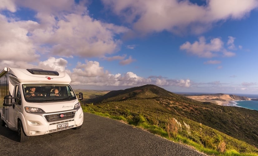 Summer at a Northland beach in a motorhome