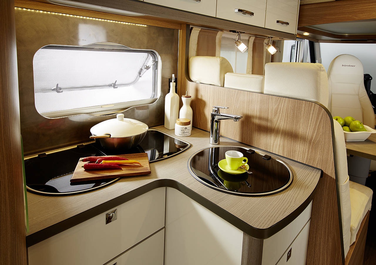 Kitchen space in a motorhome