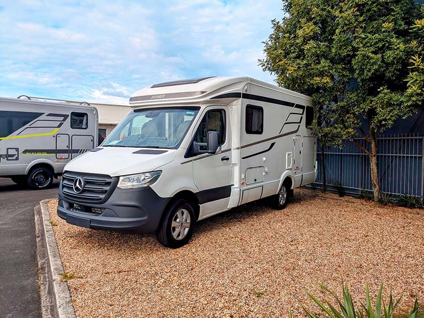 Exterior of a rear wheel drive motorhome