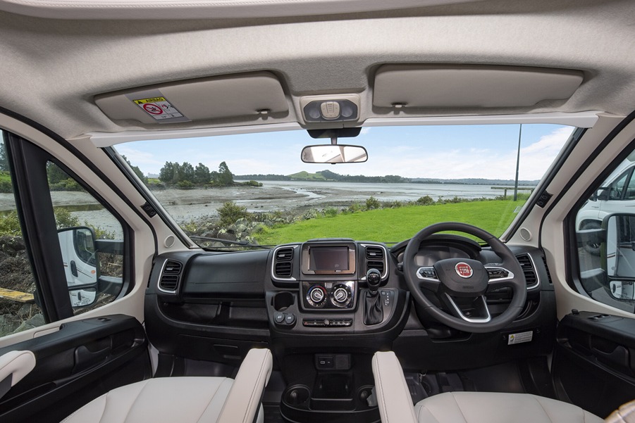 Good visibility from inside a motorhome cab