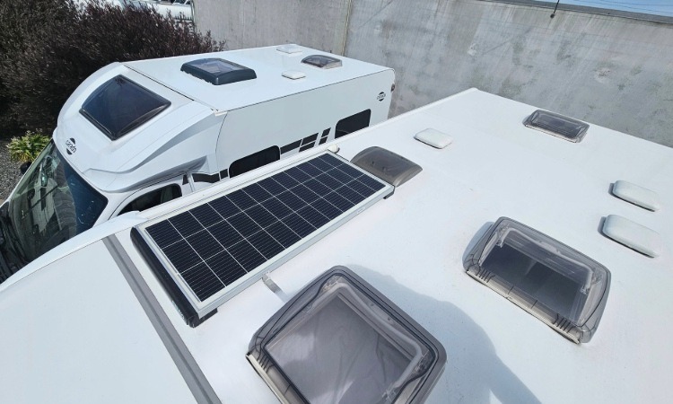 Factory-installed solar system on a Burstner motorhome