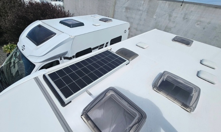 Factory-installed solar system on a Burstner motorhome 