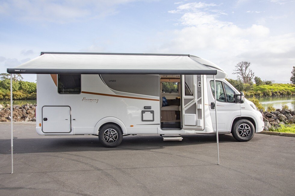 Exterior awning of a motorhome