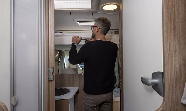 Checking drop down bed interior