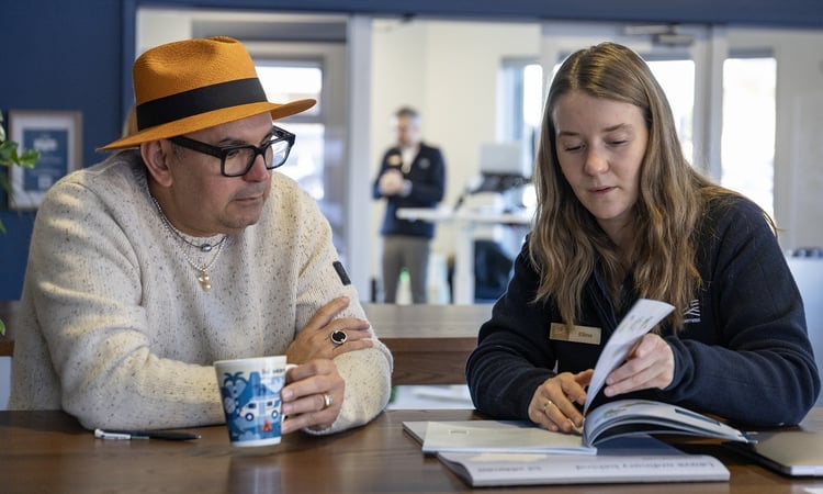 Going through paperwork at Wilderness