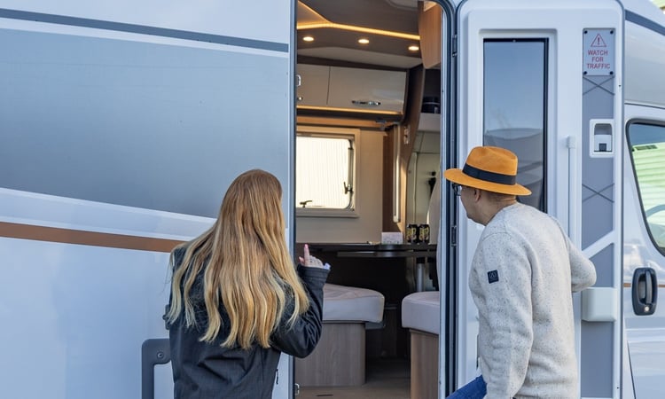 Stepping into motorhome TD744
