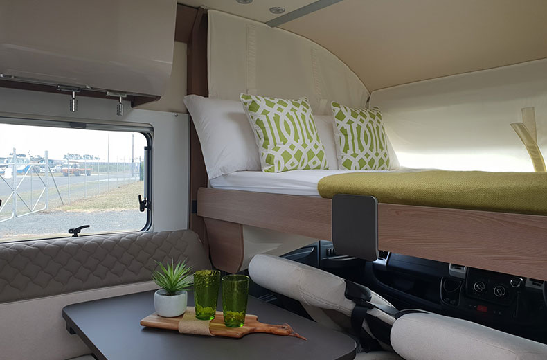 Wilderness 2020 Ixeo I744 motorhome interior drop down bed