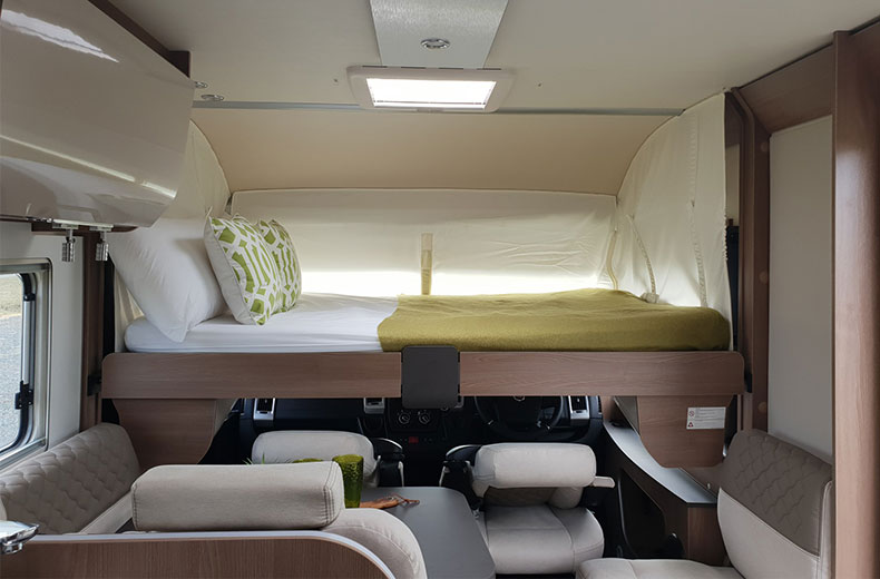 Wilderness 2020 Ixeo I744 motorhome interior drop down bed