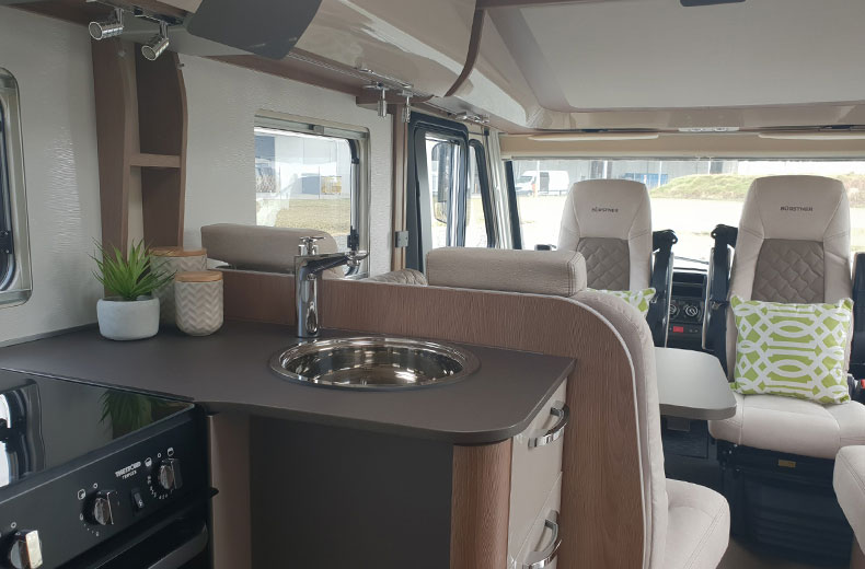 Wilderness 2020 Ixeo I744 motorhome interior kitchen an living area