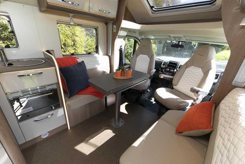 Wilderness 2019 Lyseo IT727 motorhome interior living area and kitchen