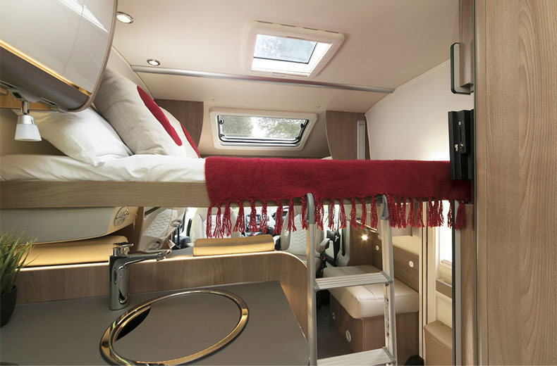 Wilderness 2020 Lyseo IT744 motorhome interior drop down bed