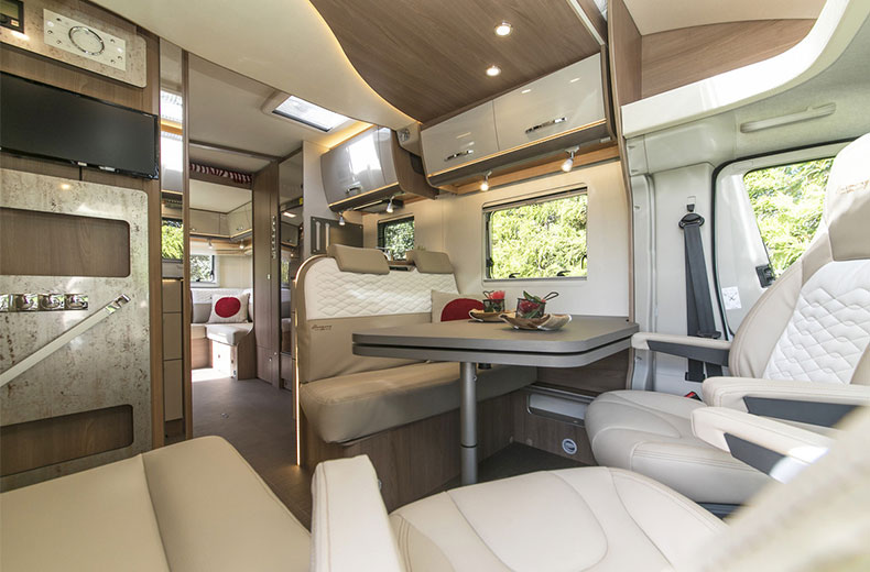 Wilderness 2020 Lyseo IT744 motorhome interior living area and kitchen