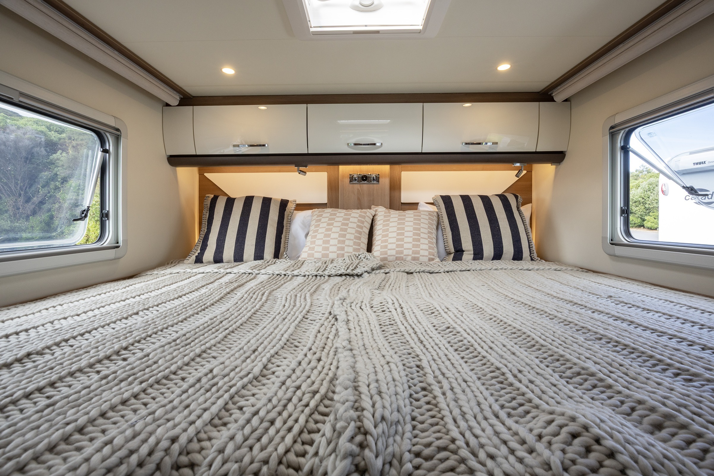 Wilderness 2025 Lyseo TD727 motorhome interior king bed setup