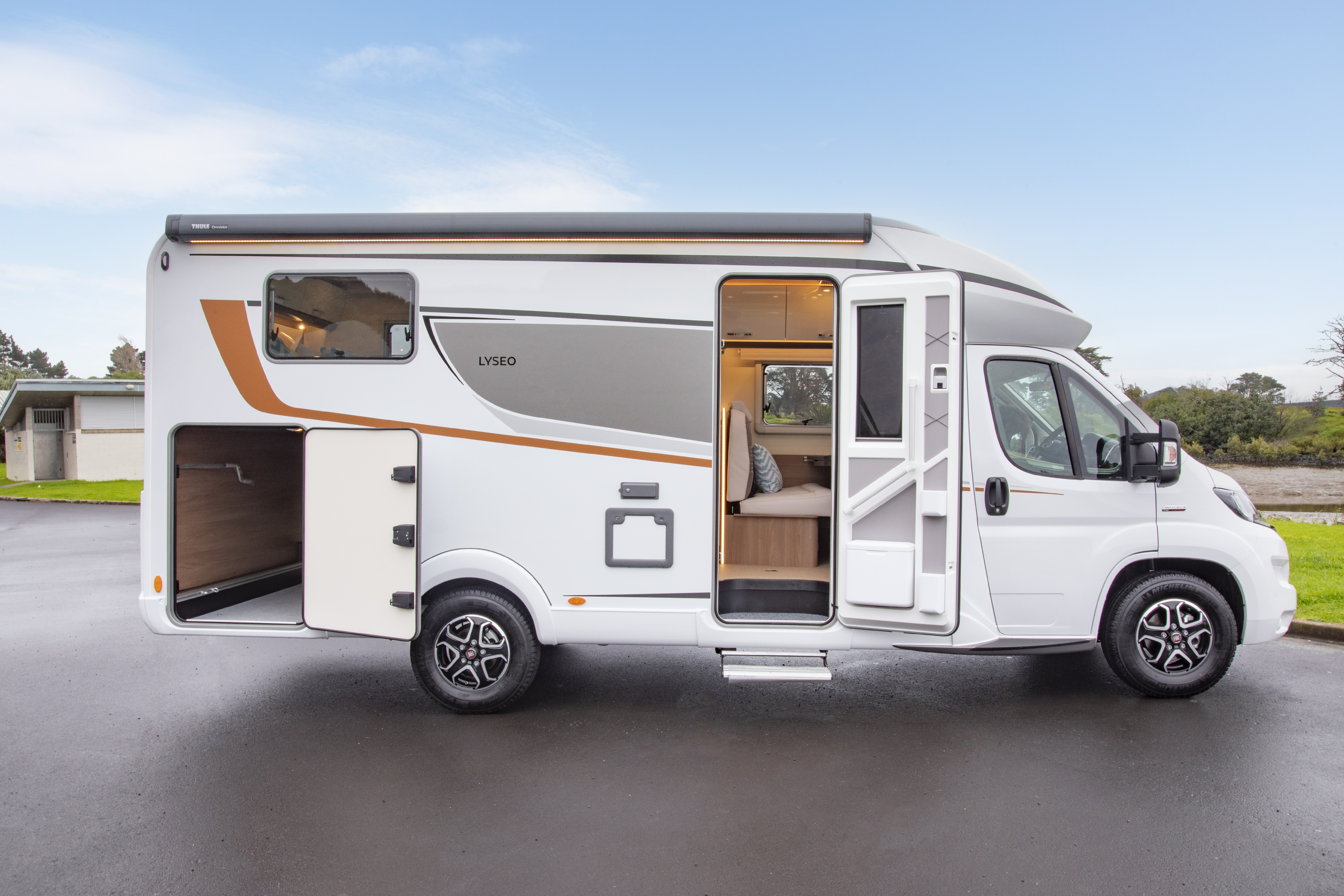 Wilderness 2023 Lyseo TD690G motorhome exterior side and storage