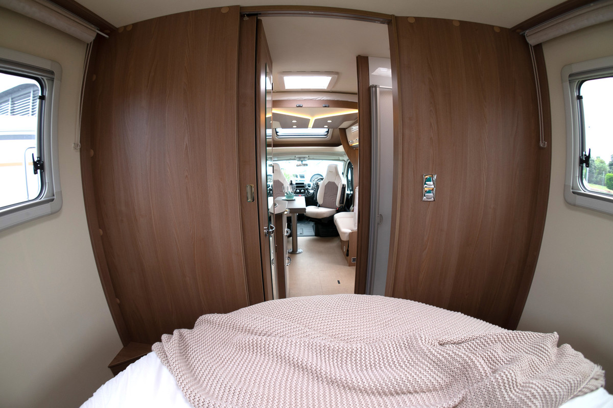 Wilderness 2020 Lyseo TD727 motorhome interior bedroom look through