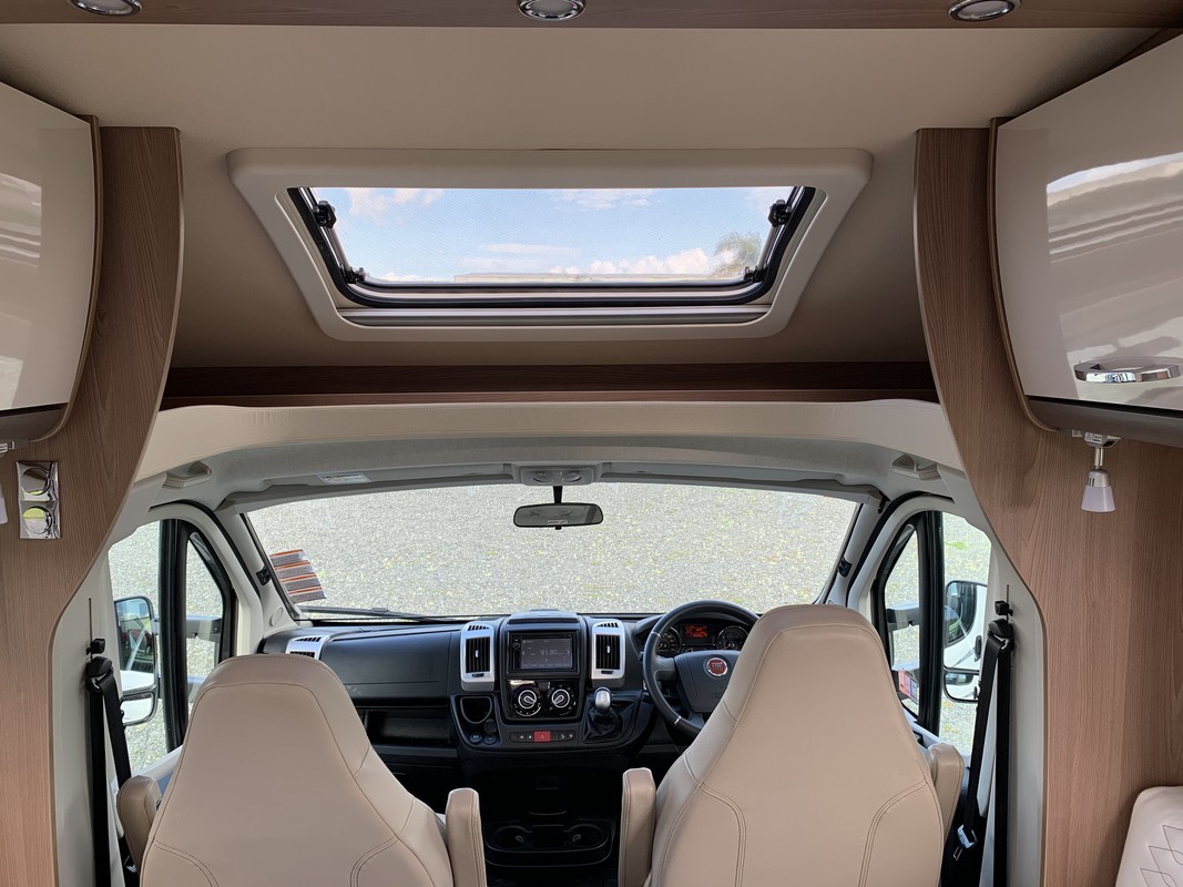 Wilderness 2019 Lyseo IT734 motorhome interior cab and skylight