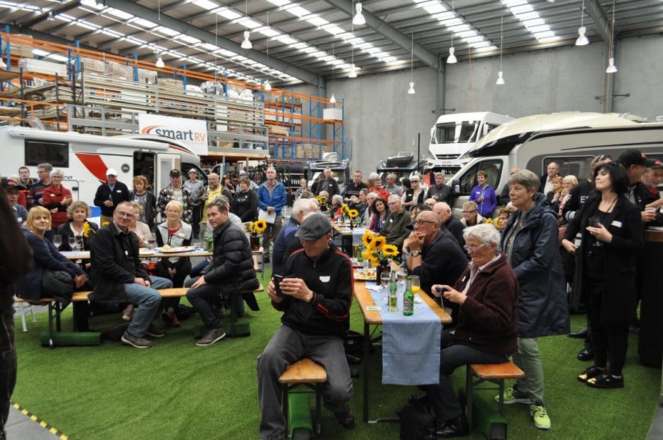 Guests enjoying the SmartRV hospitality at their motorhome expo in Auckland